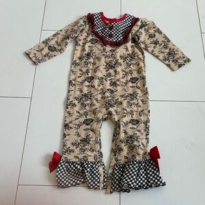 RicRac & Ruffles Red and Black Gingham Baby Romper 24m